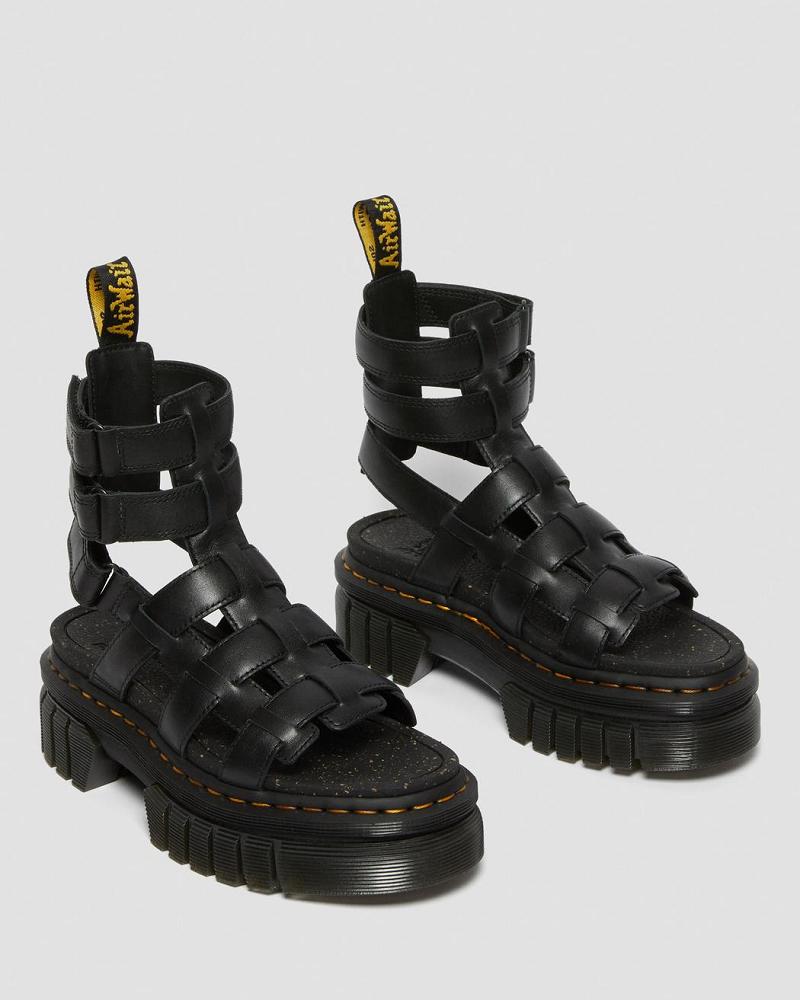 Sandalias De Gladiador Dr Martens Ricki Nappa Lux Cuero Plataforma Mujer Negros | MX 489KOR